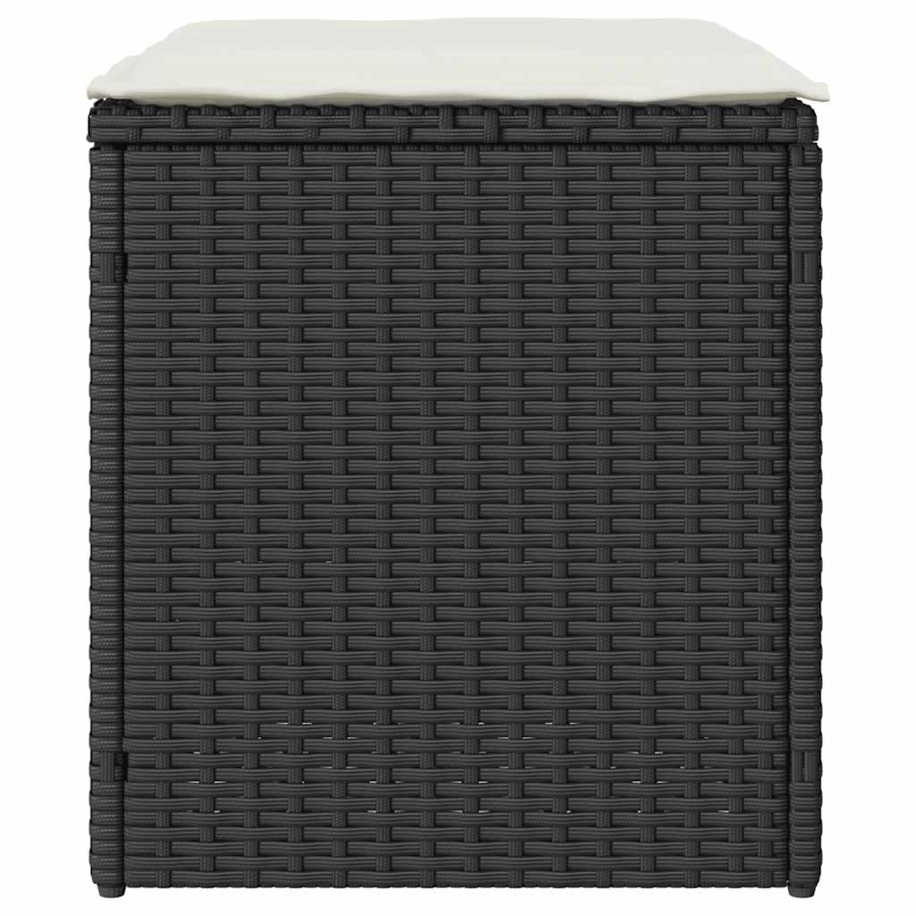 Tuinkrukken met kussens 2 st 40x40x43 cm poly rattan zwart