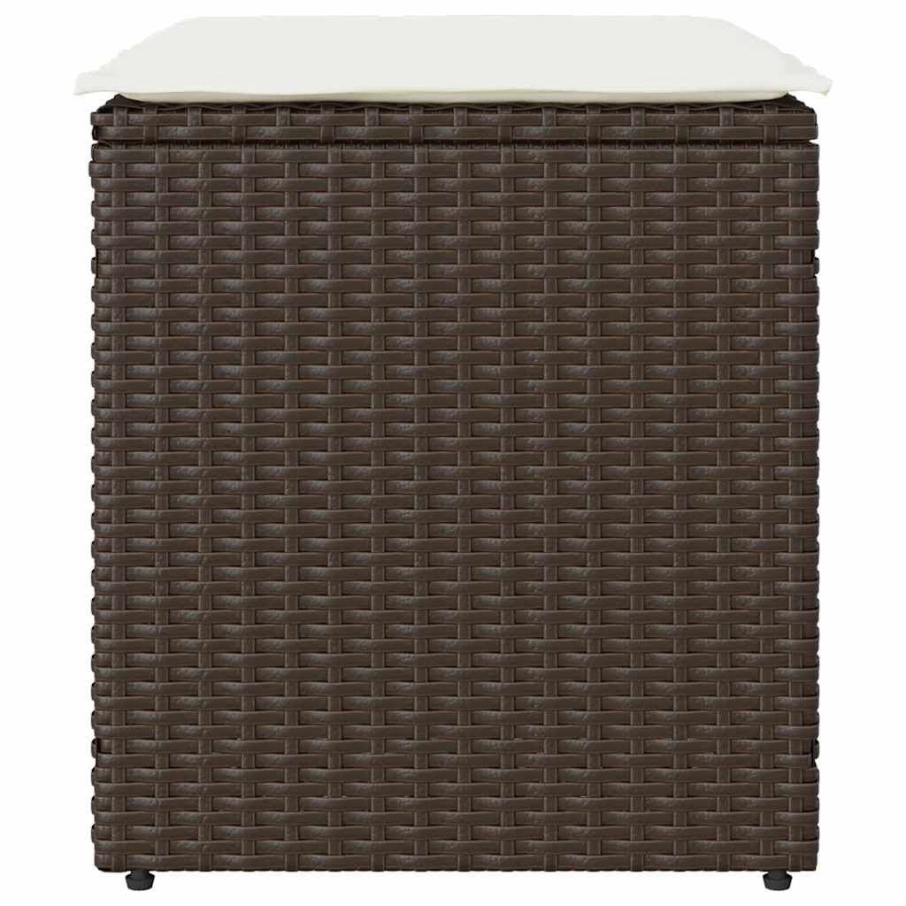 Tuinkrukken met kussens 2 st 40x40x43 cm poly rattan bruin