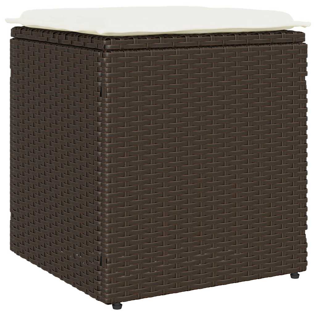 Tuinkrukken met kussens 2 st 40x40x43 cm poly rattan bruin