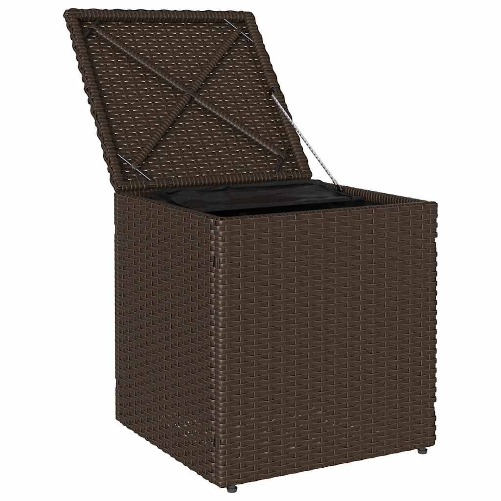 Tuinkrukken met kussens 2 st 40x40x43 cm poly rattan bruin
