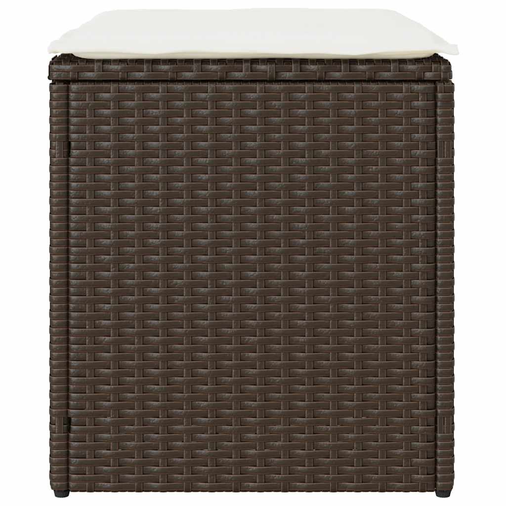 Tuinkrukken met kussens 2 st 40x40x43 cm poly rattan bruin