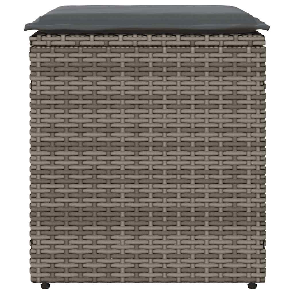 Tuinkrukken met kussens 2 st 40x40x43 cm poly rattan grijs