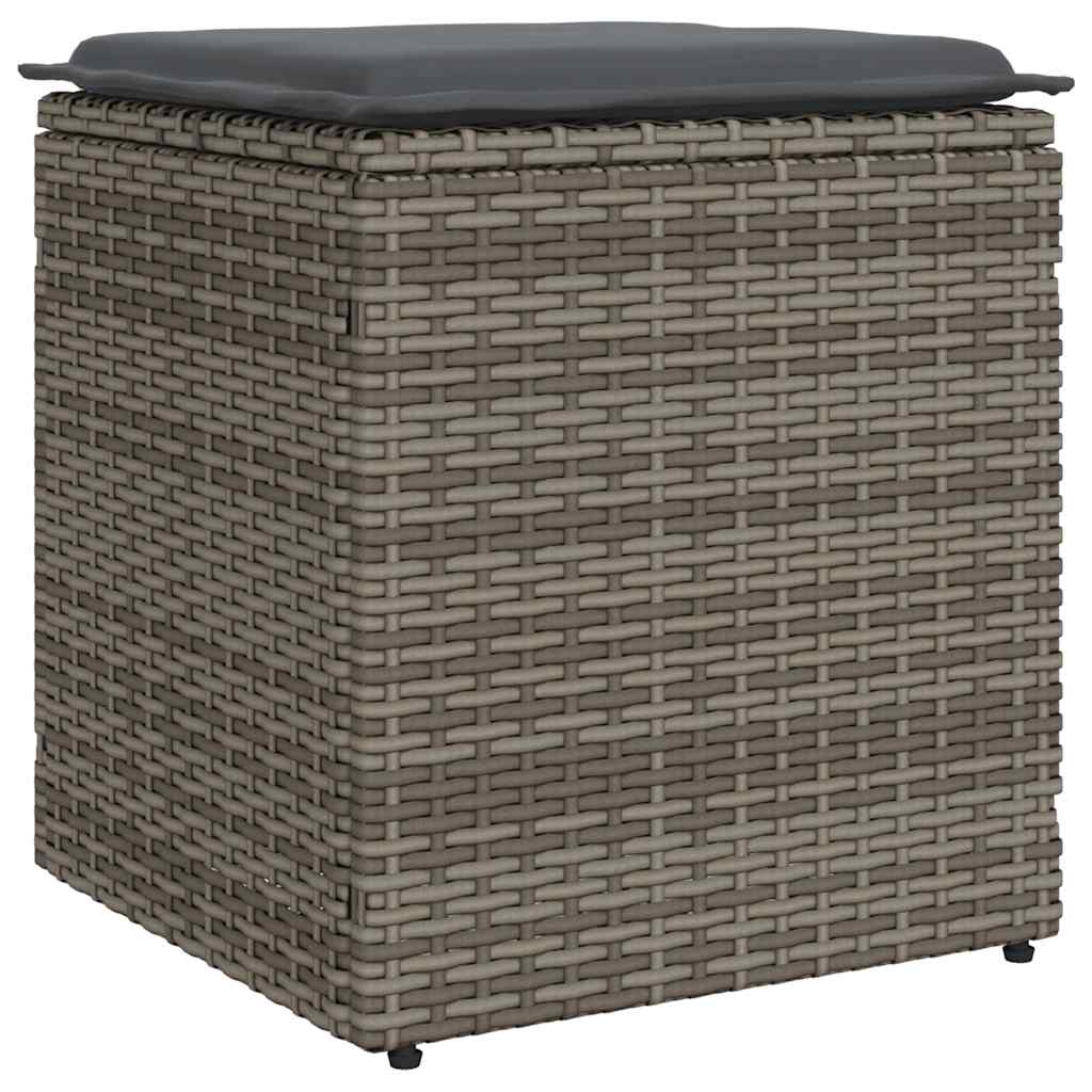 Tuinkrukken met kussens 2 st 40x40x43 cm poly rattan grijs