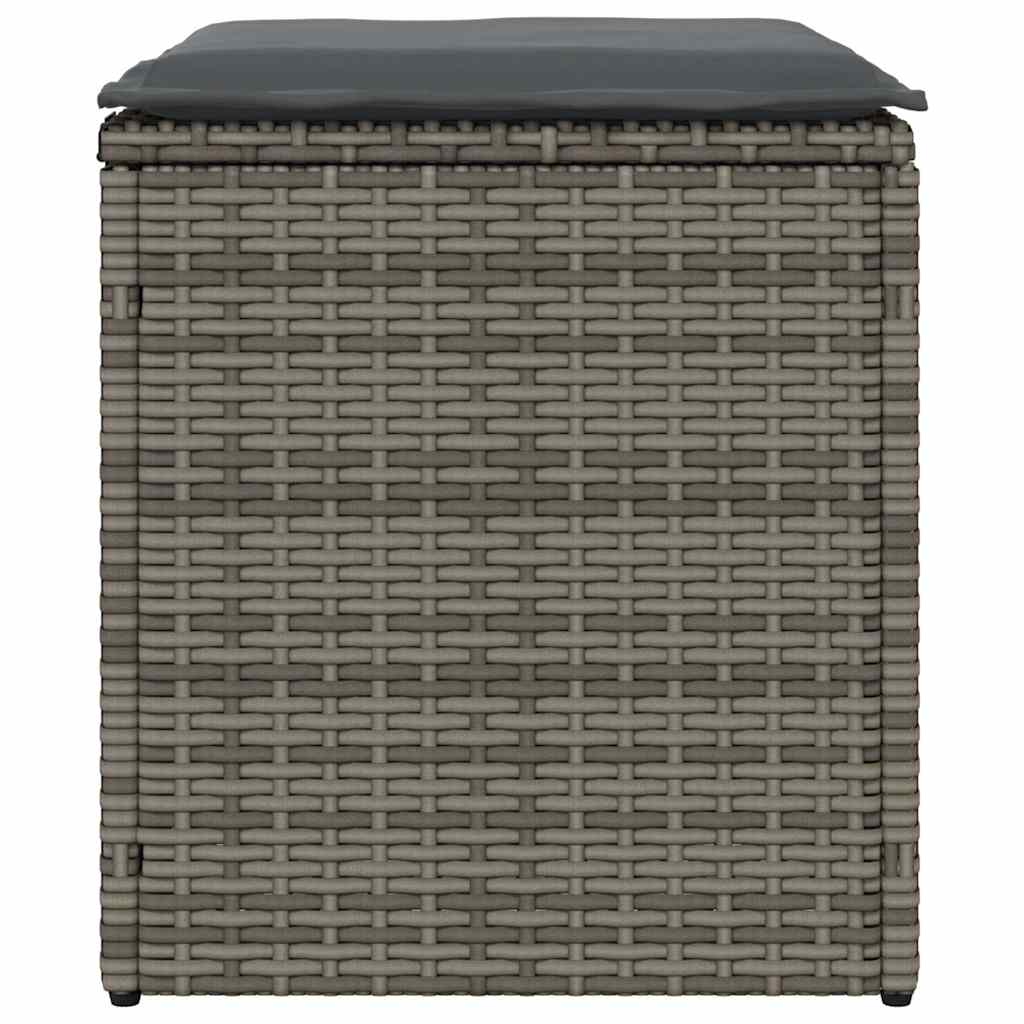 Tuinkrukken met kussens 2 st 40x40x43 cm poly rattan grijs