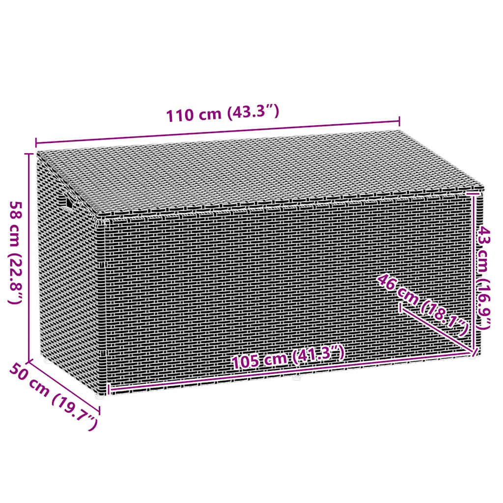 Tuinbox Zwart 110x50x58 cm Poly Rattan