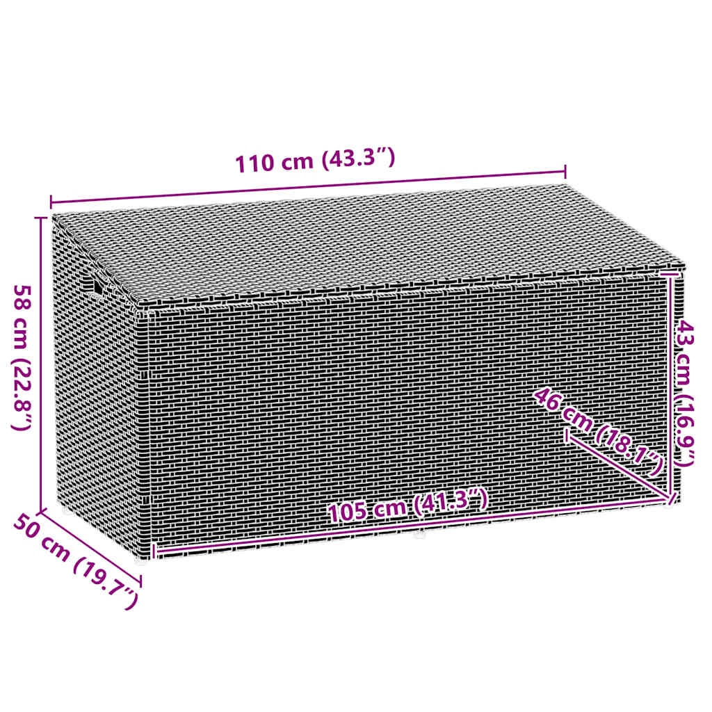 Tuinbox 110x50x58 cm poly rattan bruin