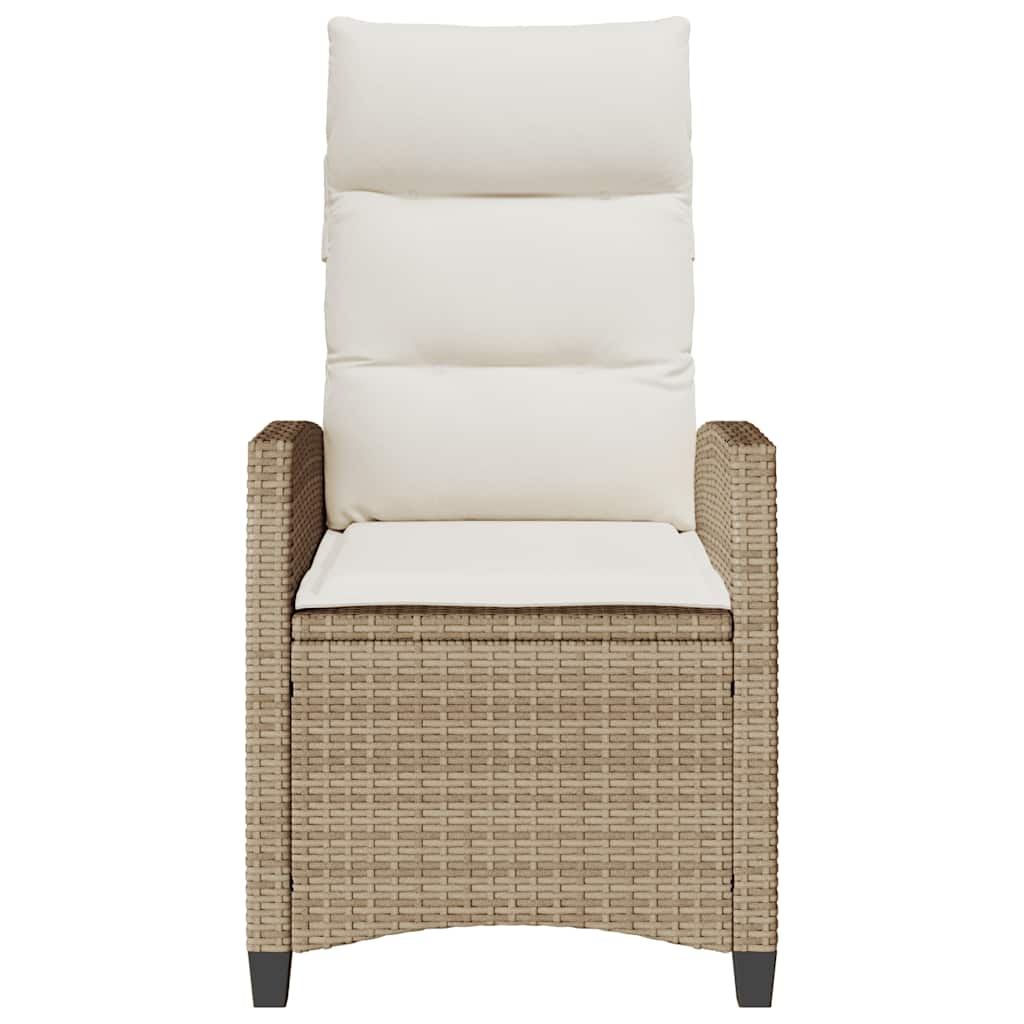 Verstelbare tuinstoel met bijzettafel poly rattan beige