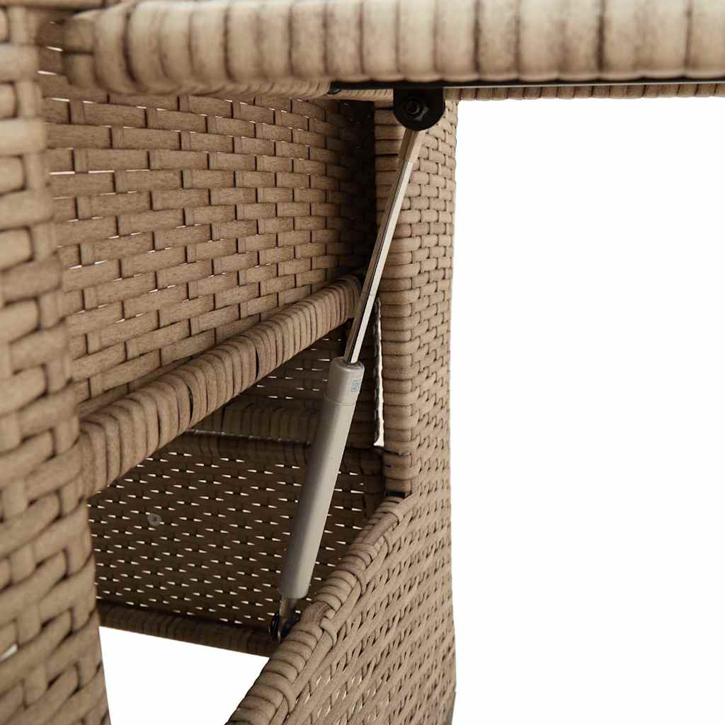 Verstelbare tuinstoel met bijzettafel poly rattan beige