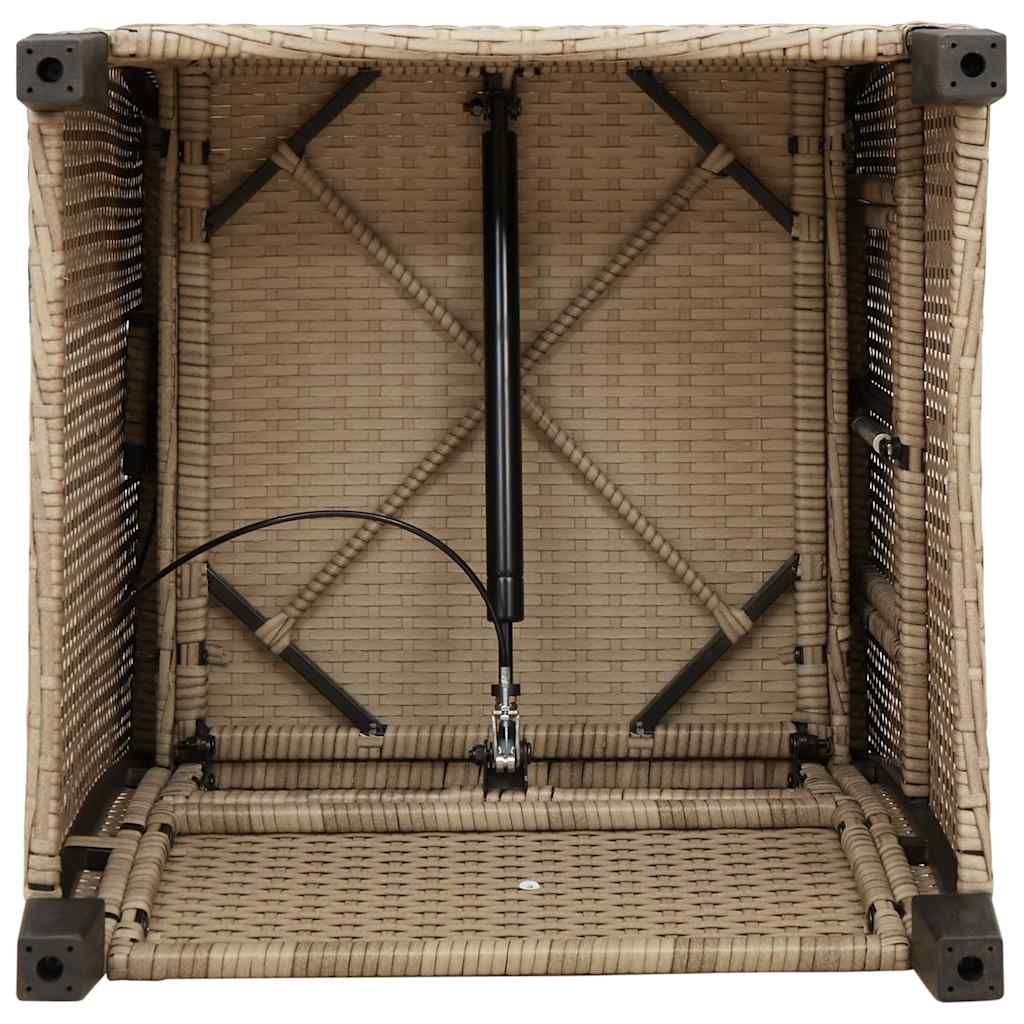 Verstelbare tuinstoel met bijzettafel poly rattan beige