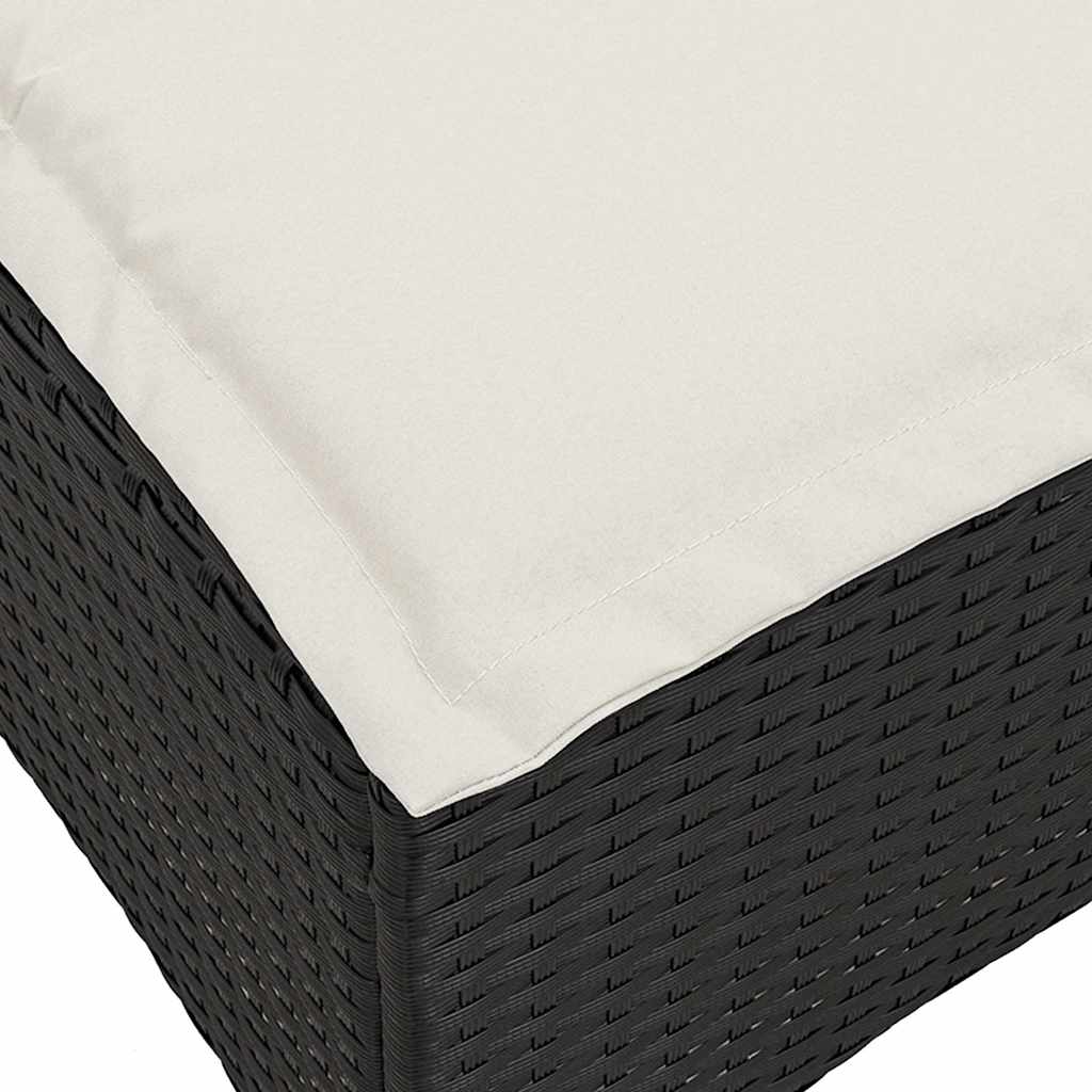 Verstelbare tuinbank met kussens L-vormig poly rattan zwart