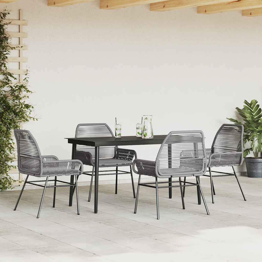 5-delige Tuinset met kussens poly rattan glas grijs