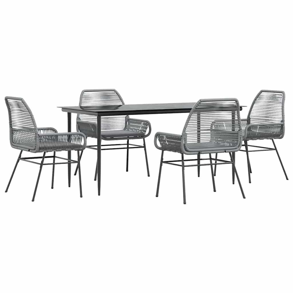 5-delige Tuinset met kussens poly rattan glas grijs