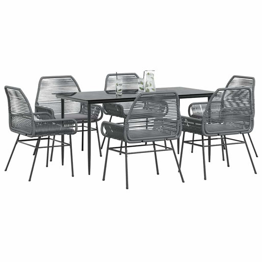 7-delige Tuinset met kussens poly rattan glas grijs
