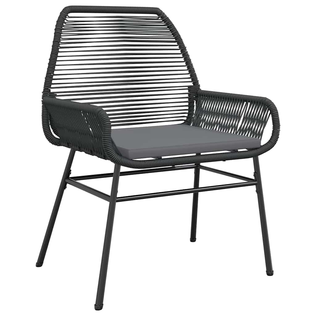 7-delige Tuinset met kussens poly rattan glas zwart