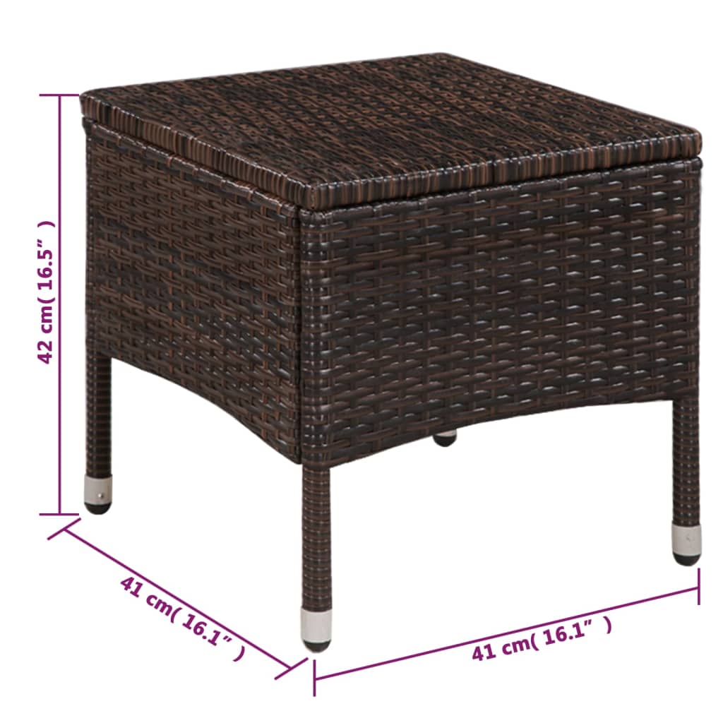 Tuinstoel en kruk met kussens poly rattan bruin