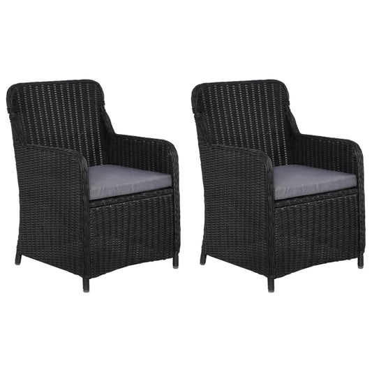 Tuinstoelen 2 st met kussens poly rattan zwart