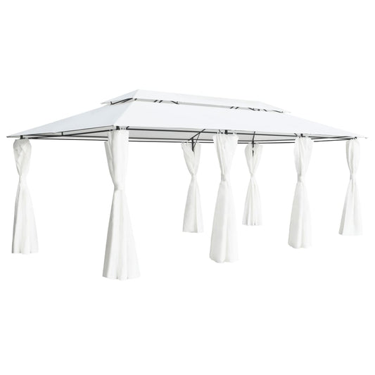 Prieel met gordijnen 180g/m² 600x298x270 cm wit