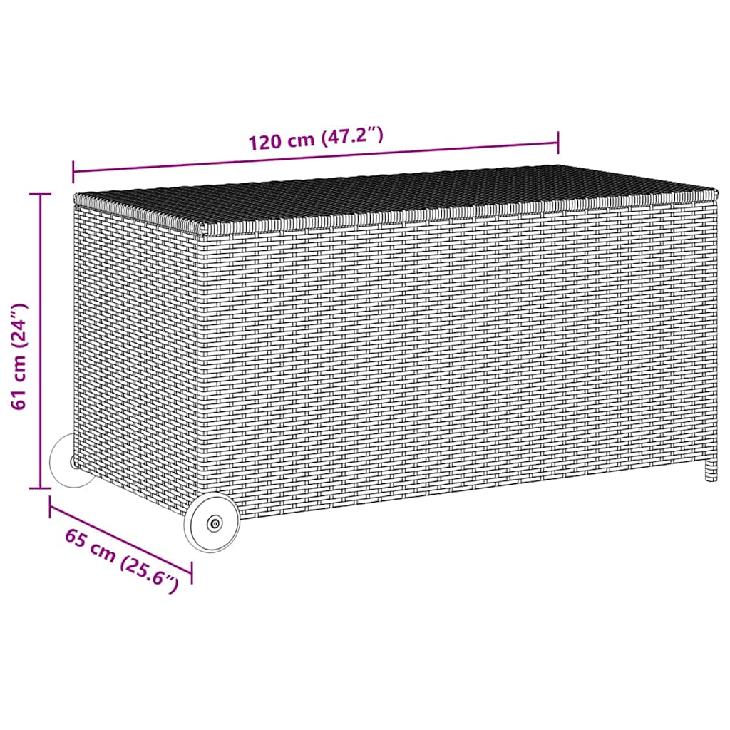 Tuinbox 120x65x61 cm poly rattan zwart