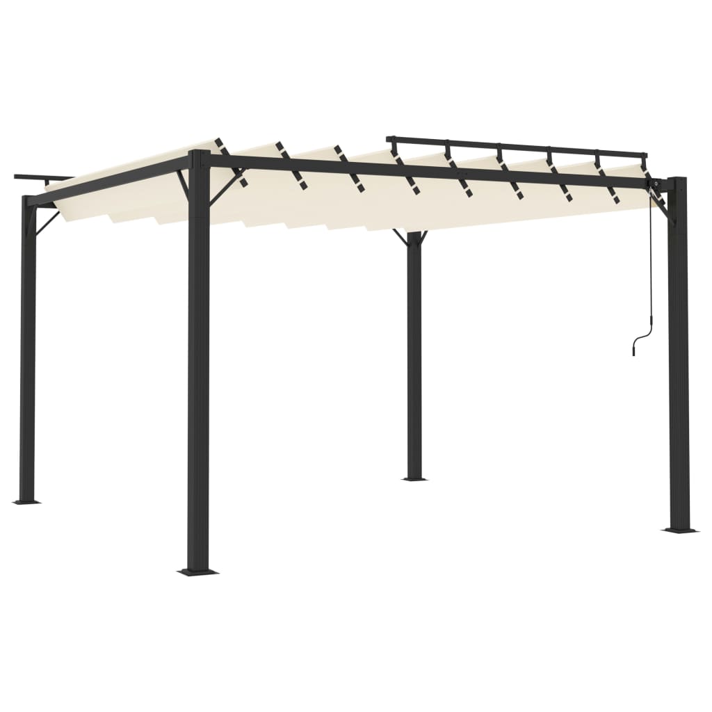 Prieel met lamellendak 3x3 m stof en aluminium crèmekleurig