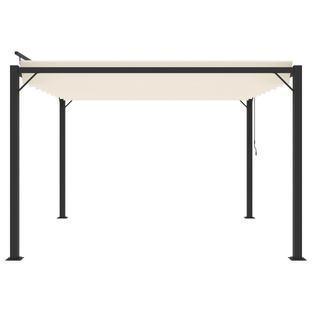 Prieel met lamellendak 3x3 m stof en aluminium crèmekleurig