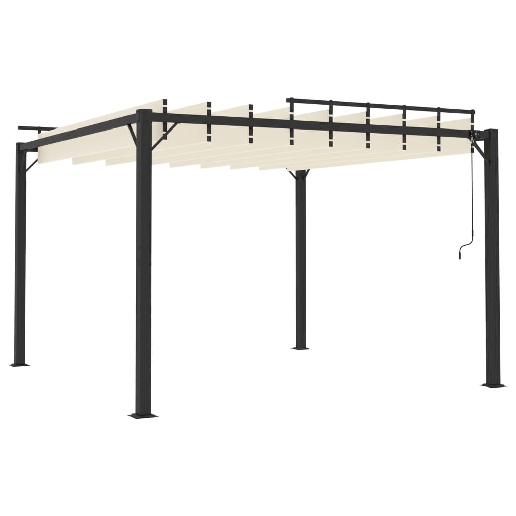 Prieel met lamellendak 3x3 m stof en aluminium crèmekleurig