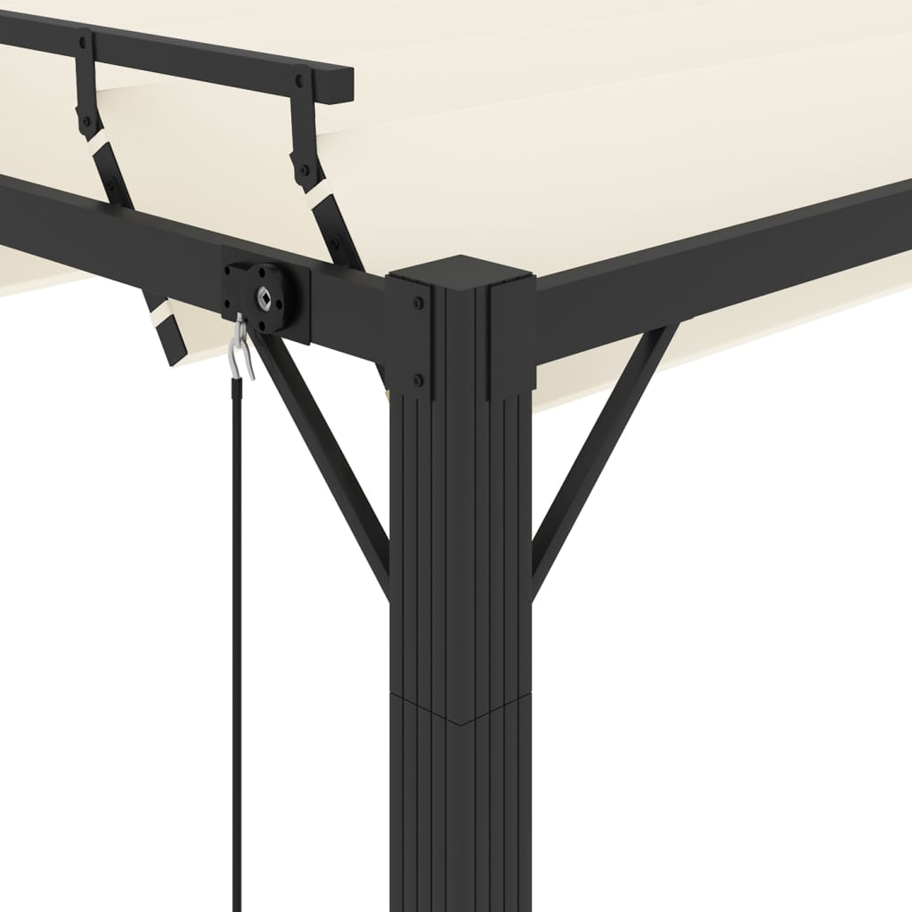Prieel met lamellendak 3x3 m stof en aluminium crèmekleurig