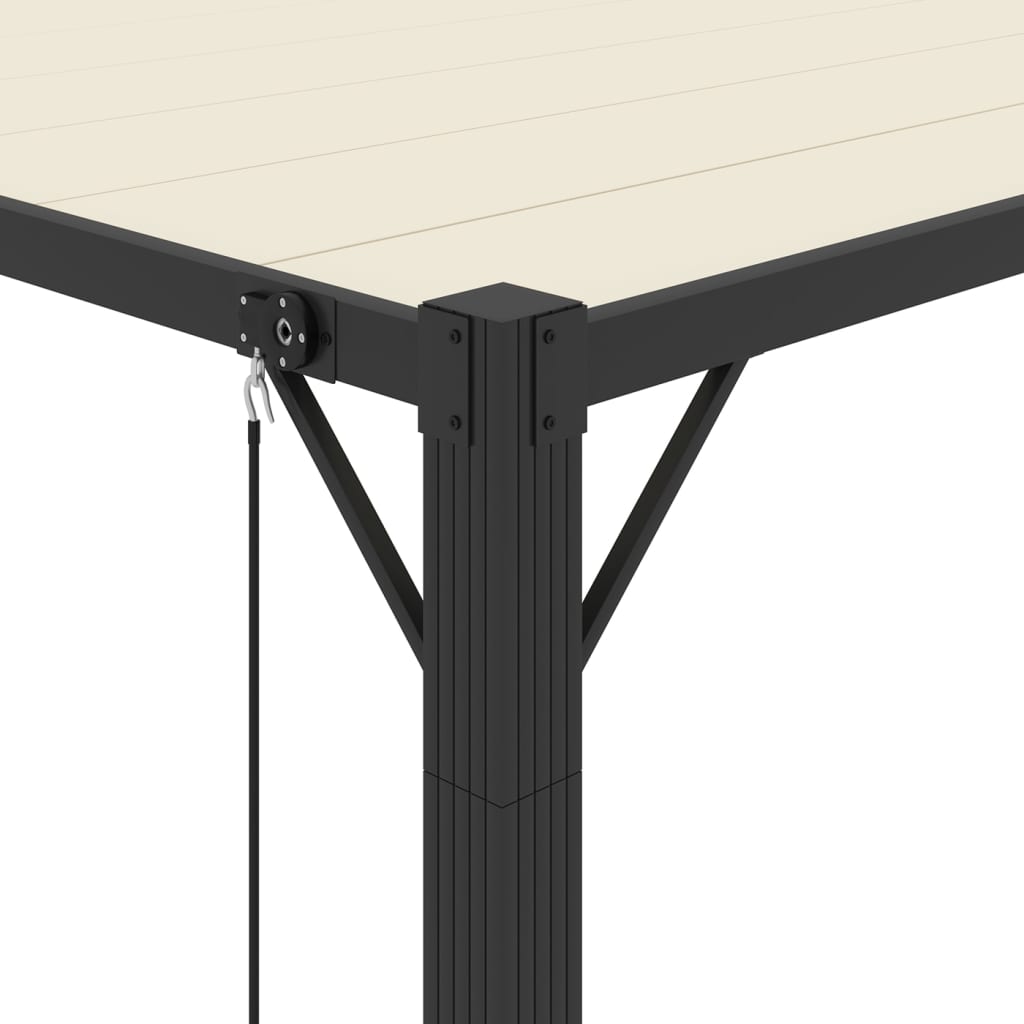 Prieel met lamellendak 3x3 m stof en aluminium crèmekleurig