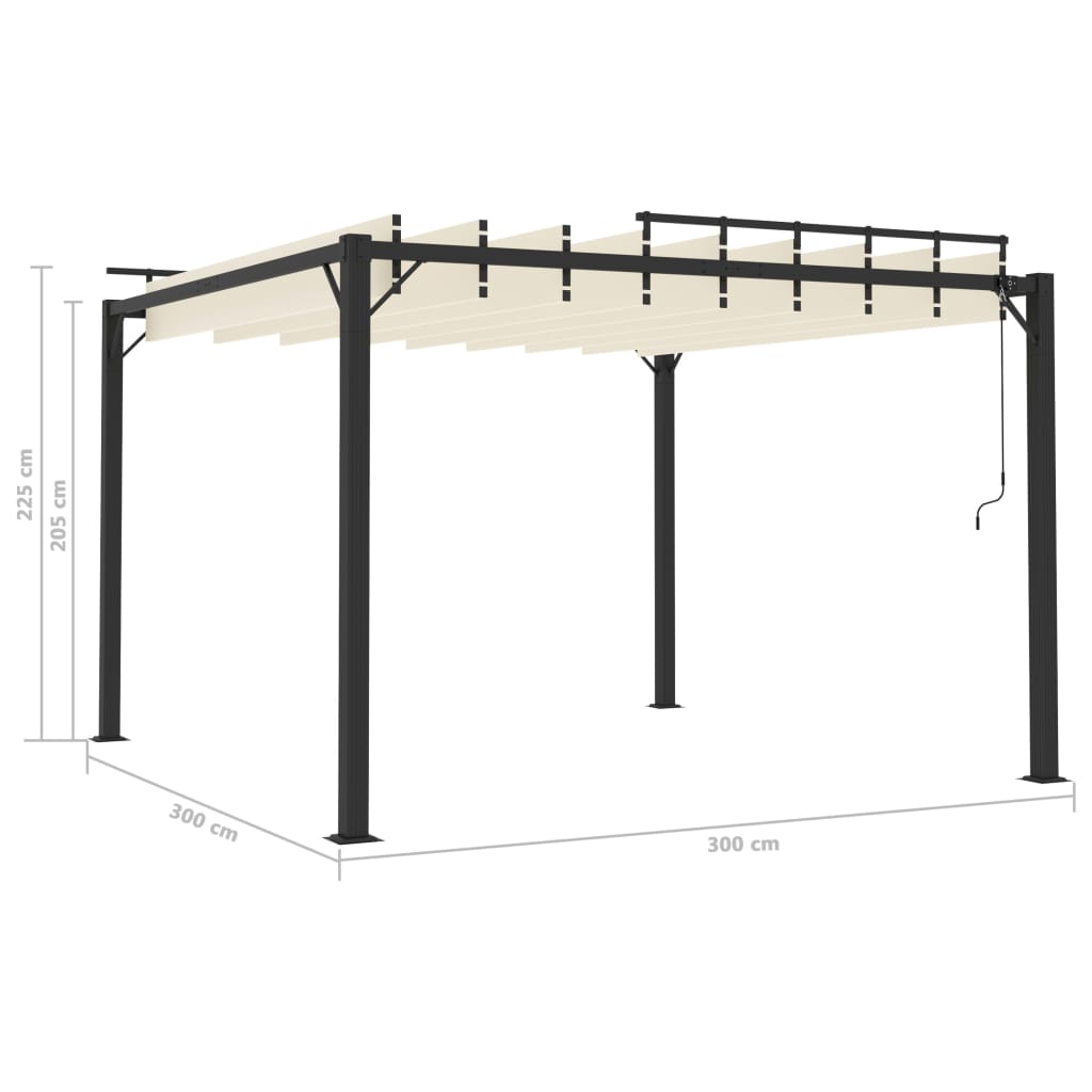 Prieel met lamellendak 3x3 m stof en aluminium crèmekleurig