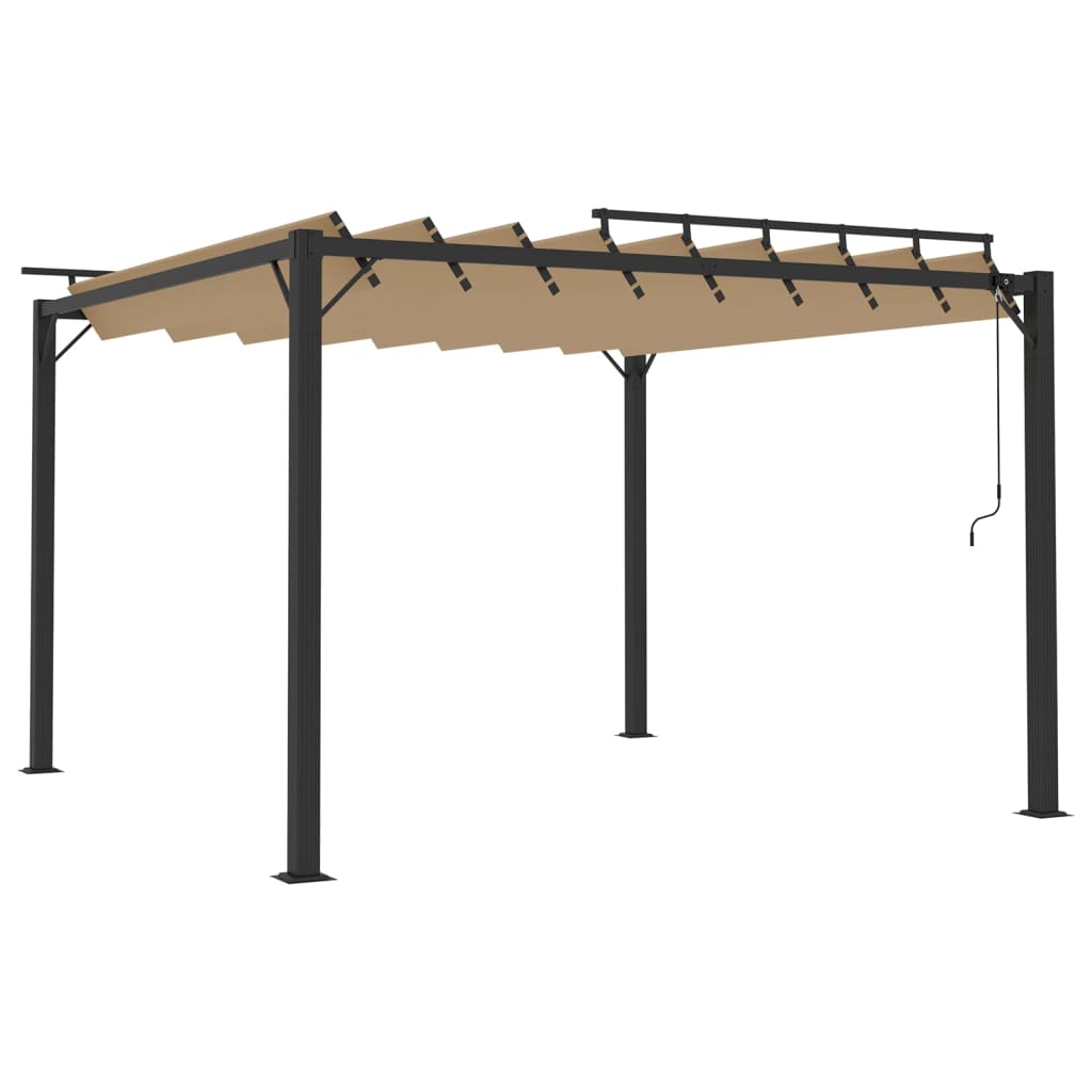Prieel met lamellendak 3x3 m stof en aluminium taupe