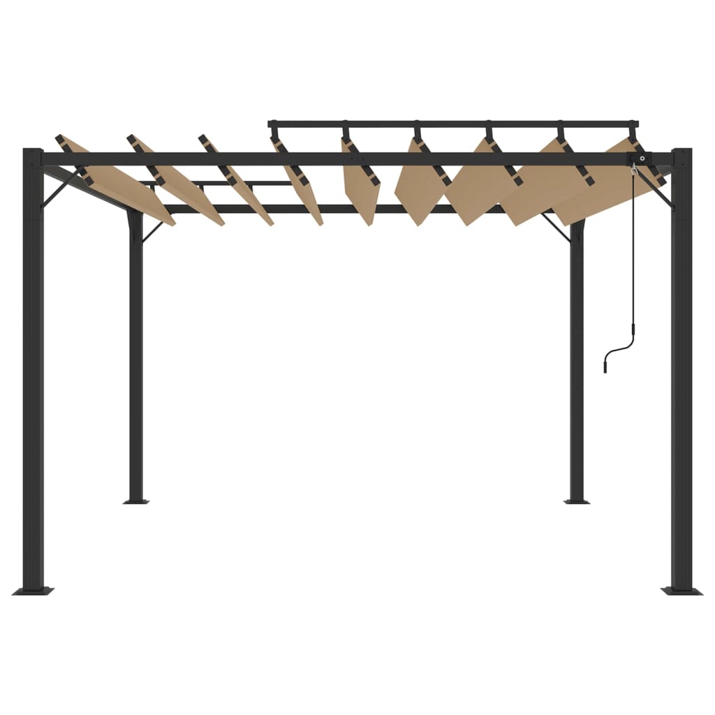 Prieel met lamellendak 3x3 m stof en aluminium taupe
