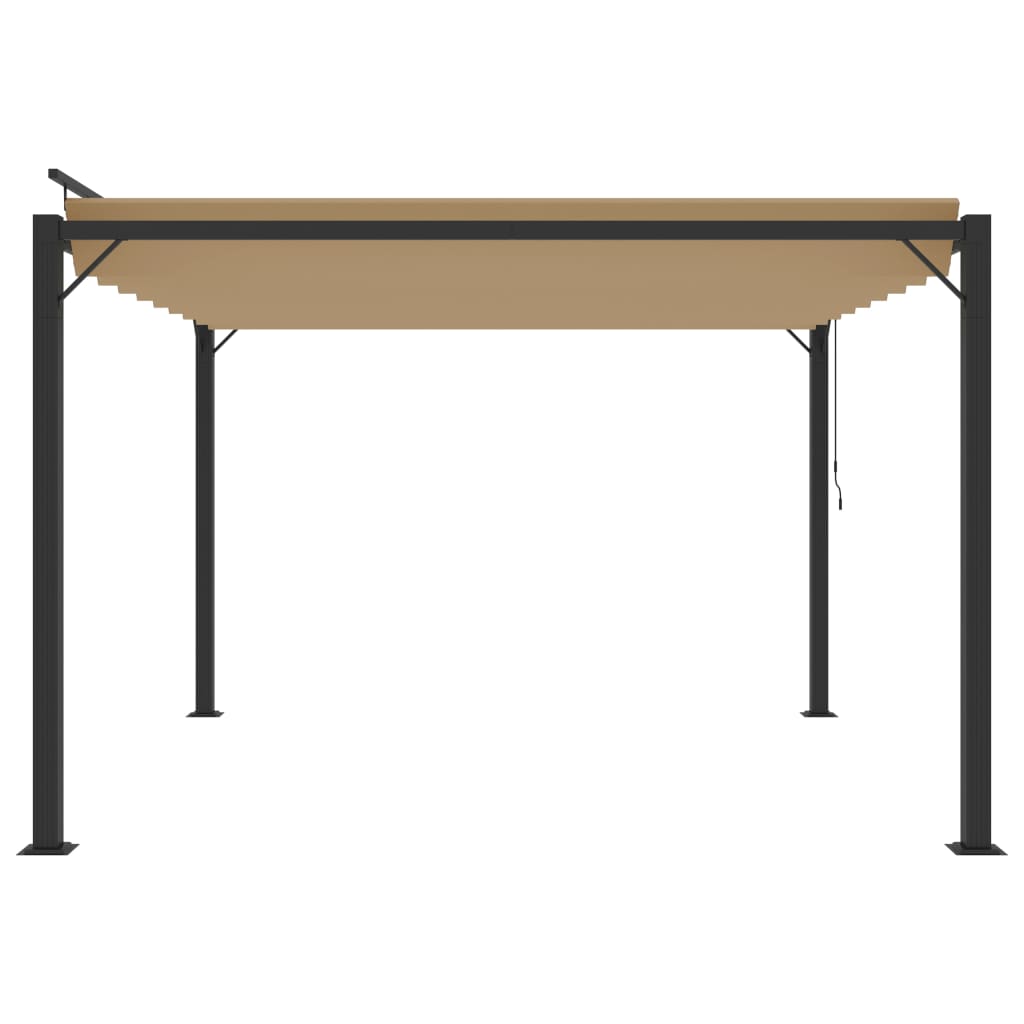 Prieel met lamellendak 3x3 m stof en aluminium taupe