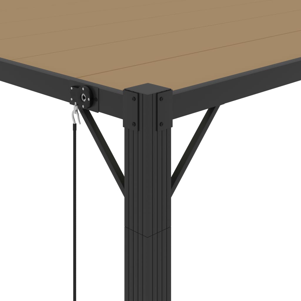 Prieel met lamellendak 3x3 m stof en aluminium taupe
