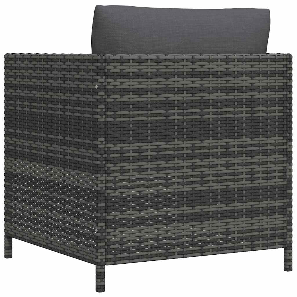 Tuinstoel met kussens poly rattan grijs