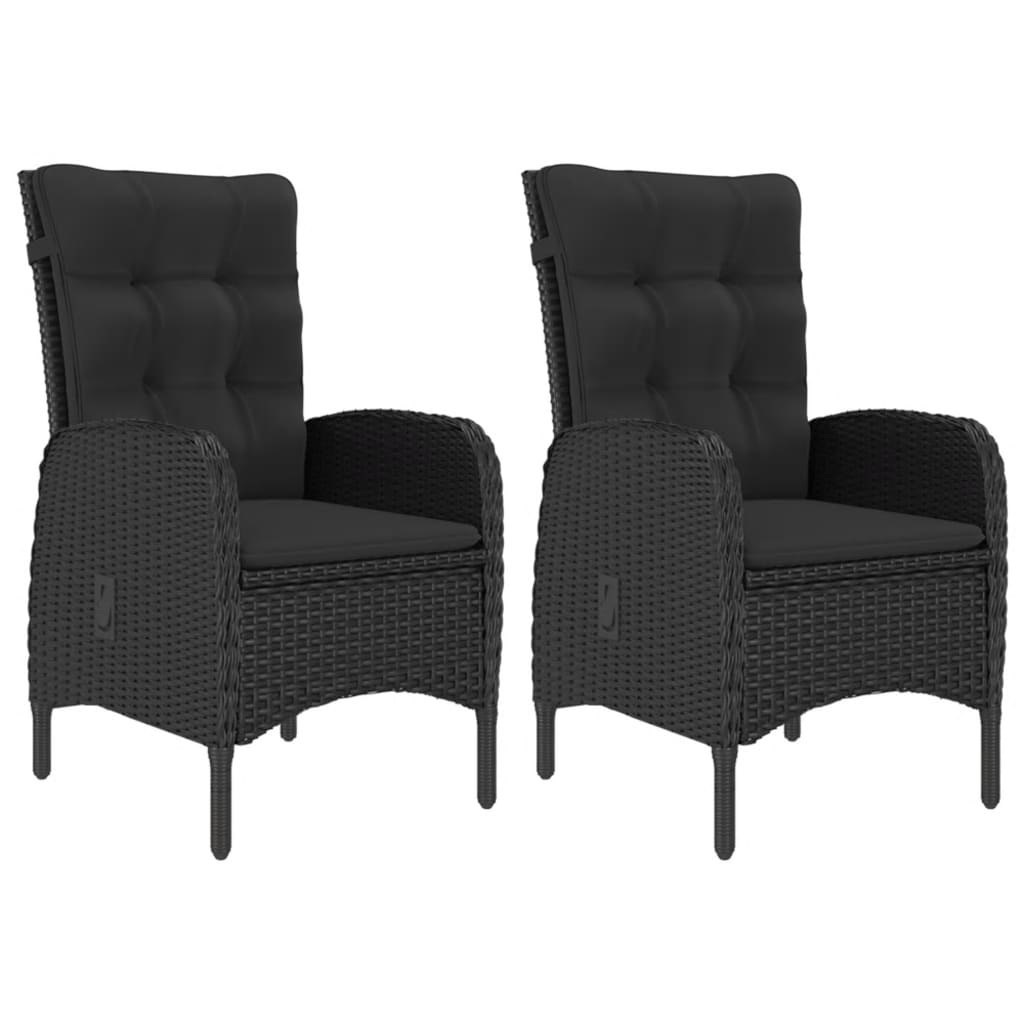 3-delige Tuinset poly rattan en acaciahout zwart