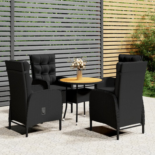 5-delige Tuinset poly rattan zwart