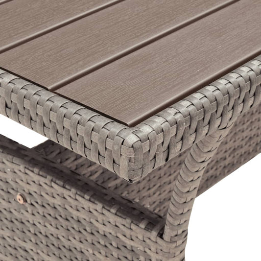 Tuintafel 120x70x66 cm poly rattan grijs