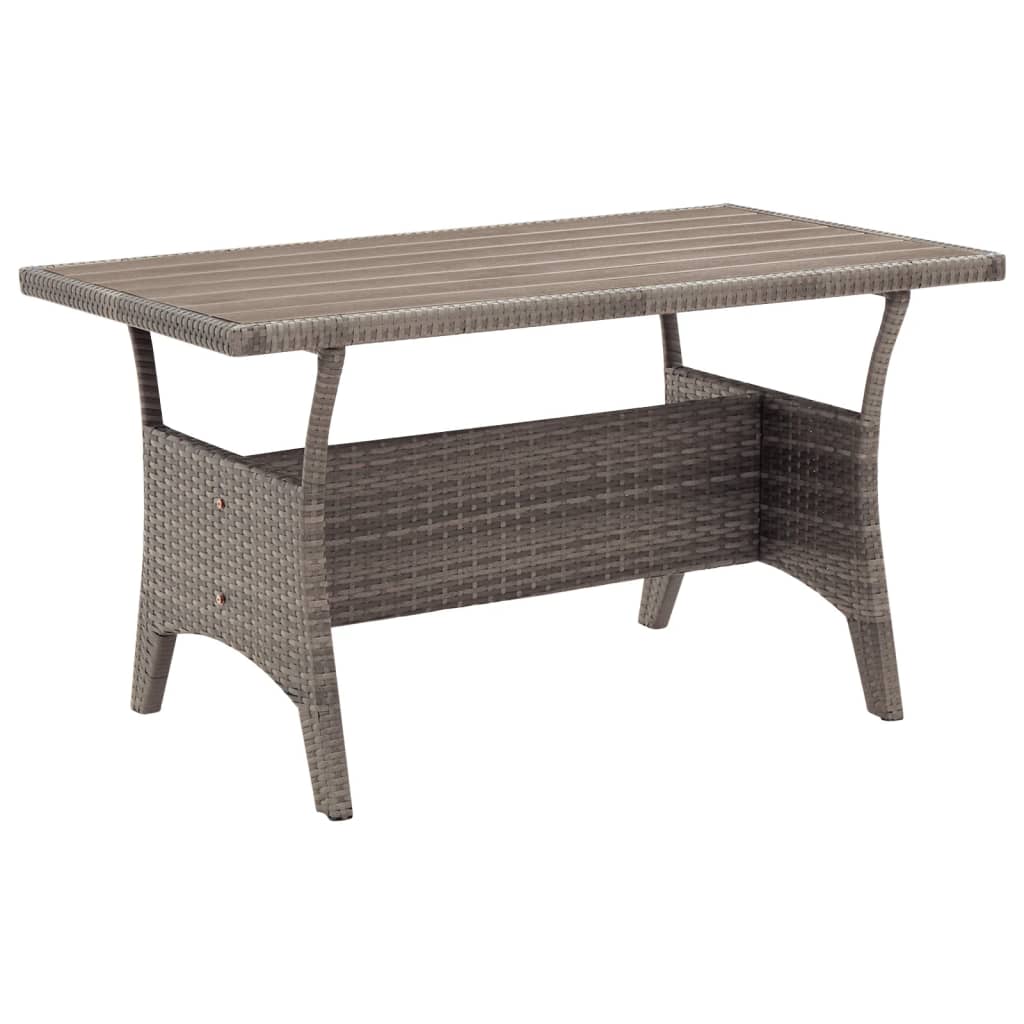 Tuintafel 120x70x66 cm poly rattan grijs