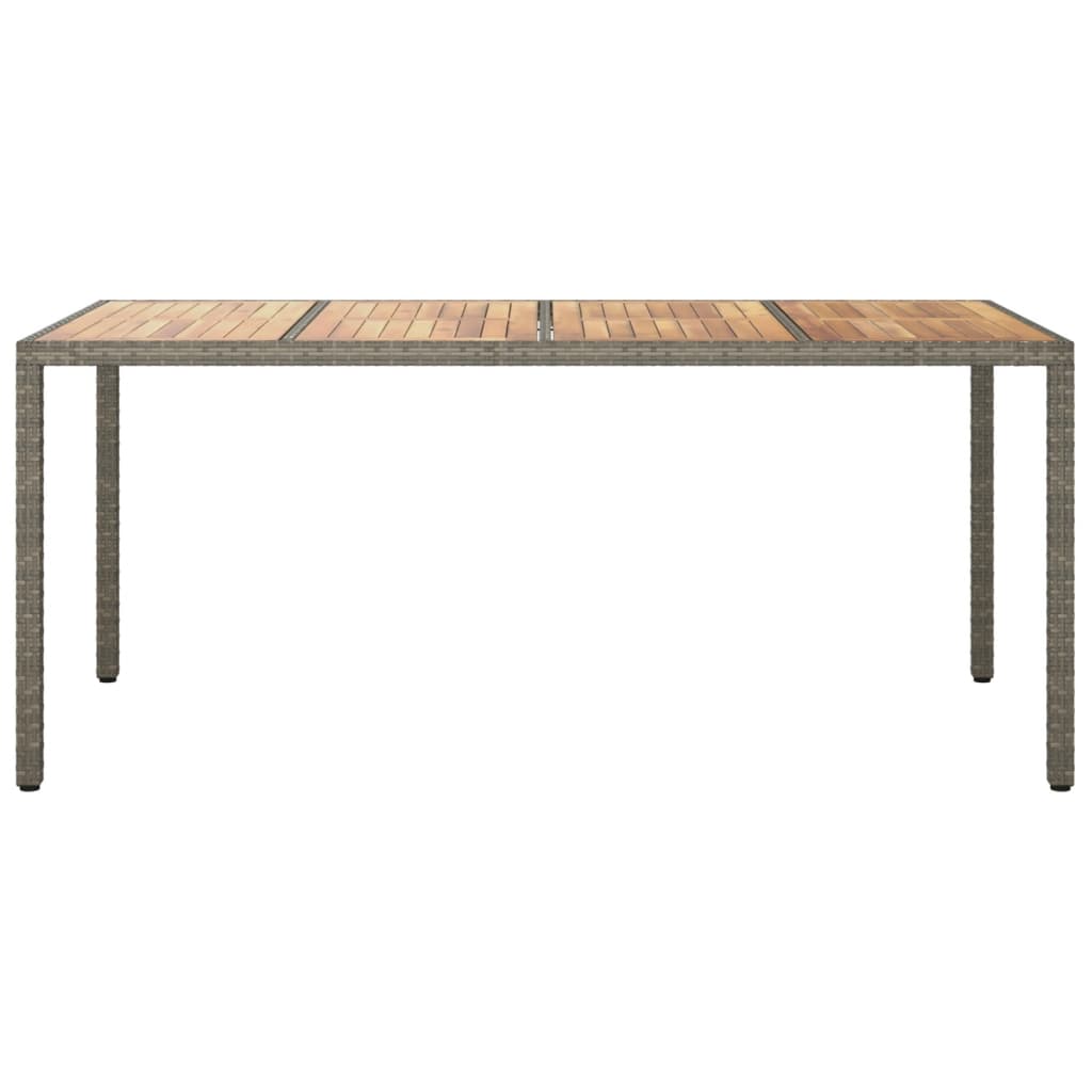 Tuintafel 190x90x75 cm poly rattan en acaciahout grijs