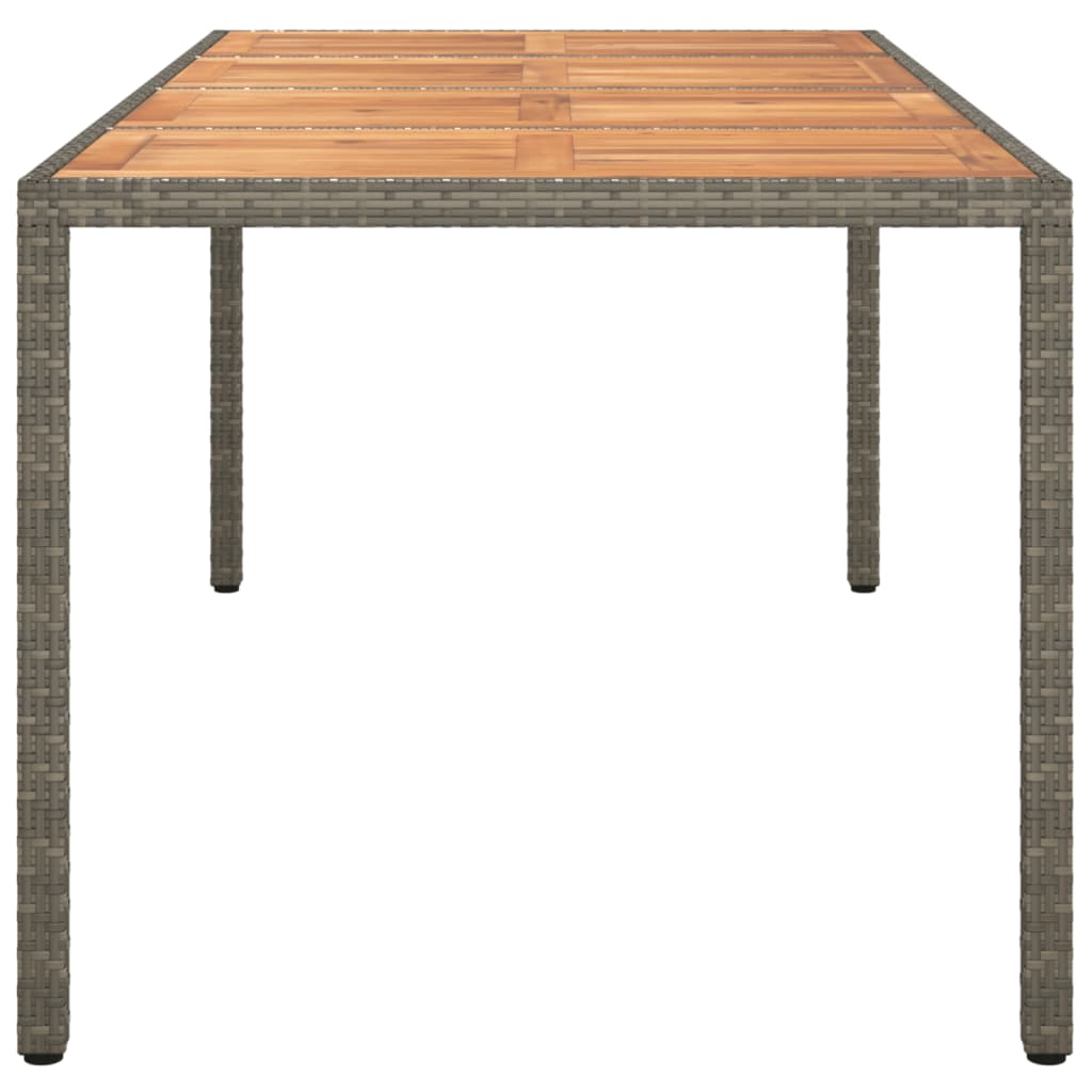 Tuintafel 190x90x75 cm poly rattan en acaciahout grijs