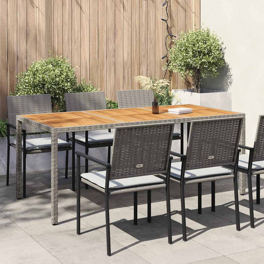 Tuintafel 190x90x75 cm poly rattan en acaciahout grijs