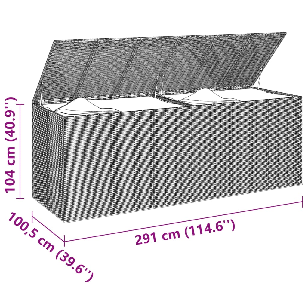 Tuinbox 291x100,5x104 cm polyetheen rattan grijs