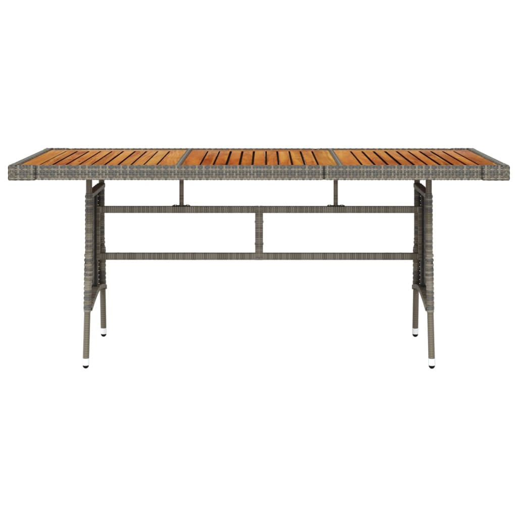 Tuintafel 160x70x72 cm poly rattan en massief acaciahout grijs