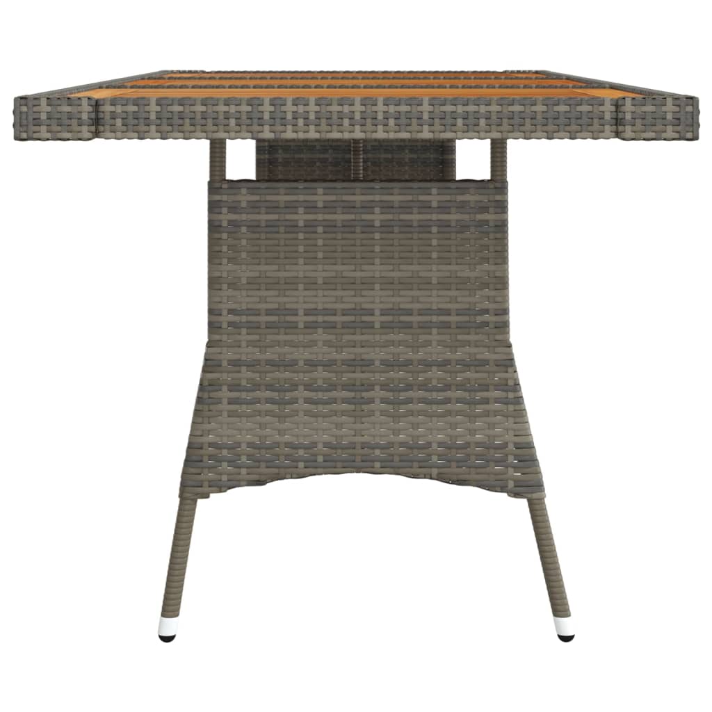 Tuintafel 160x70x72 cm poly rattan en massief acaciahout grijs