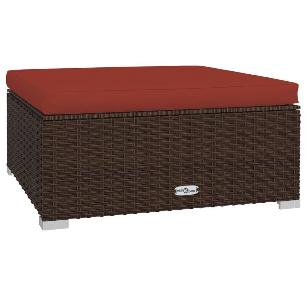 10-delige Loungeset met kussens poly rattan bruin