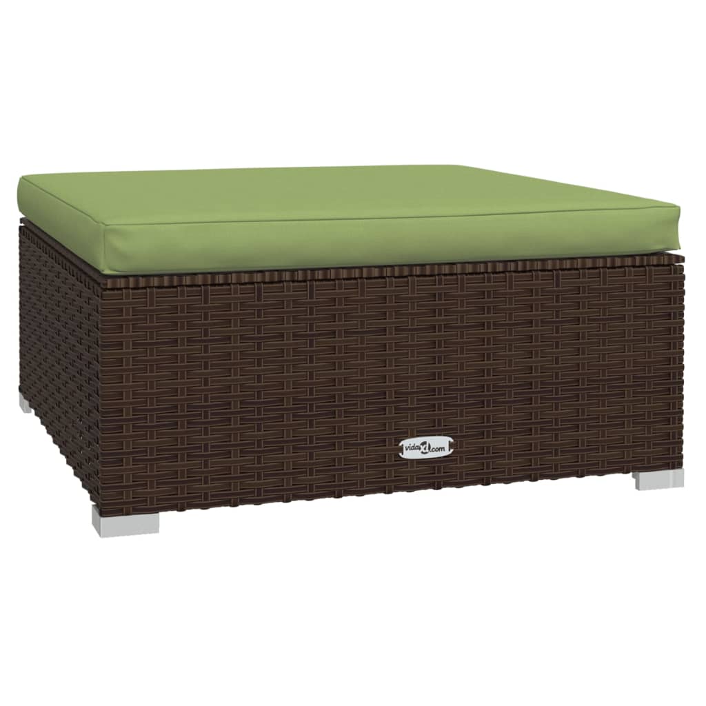 10-delige Loungeset met kussens poly rattan bruin