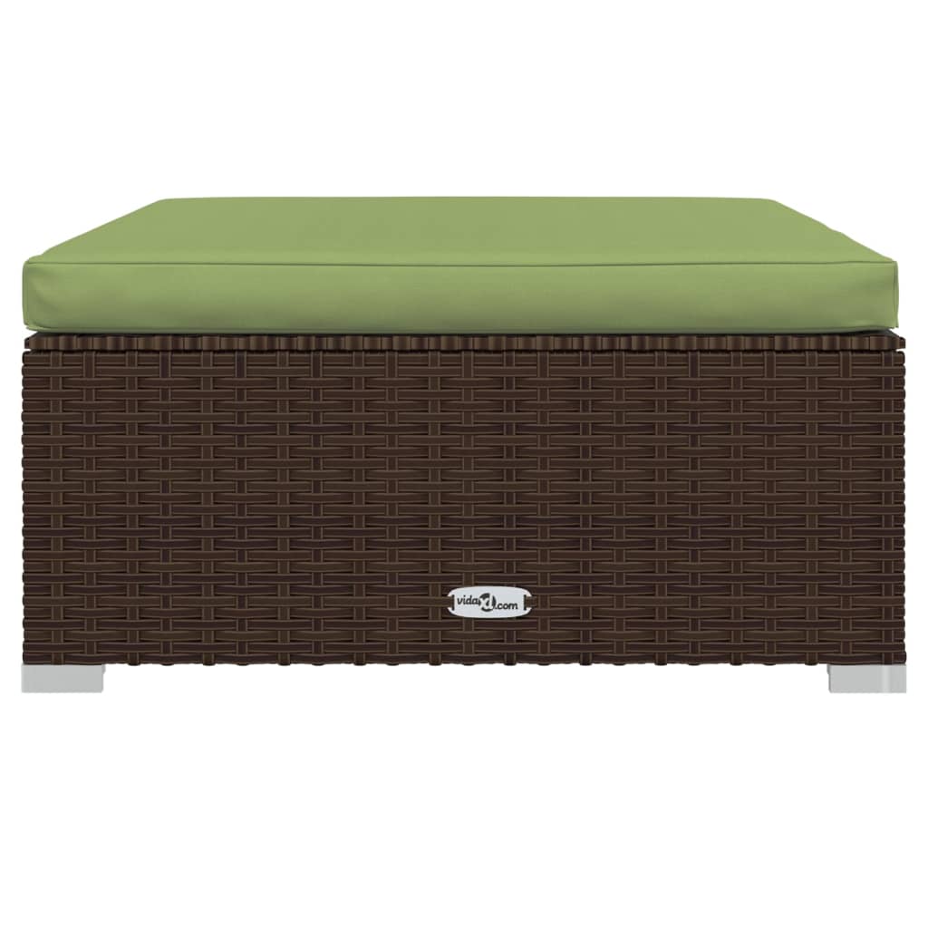 10-delige Loungeset met kussens poly rattan bruin