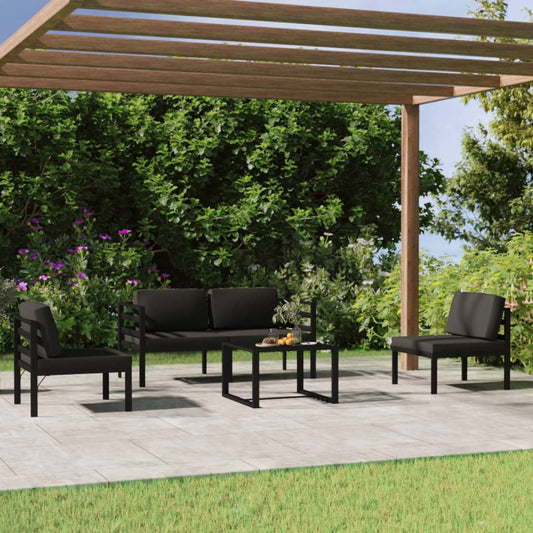 5-delige Loungeset met kussens aluminium antracietkleurig