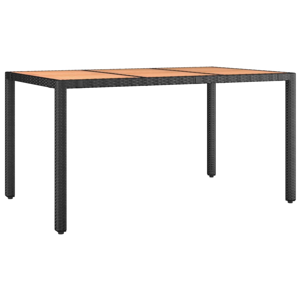Tuintafel met houten blad poly ratten en acaciahout zwart