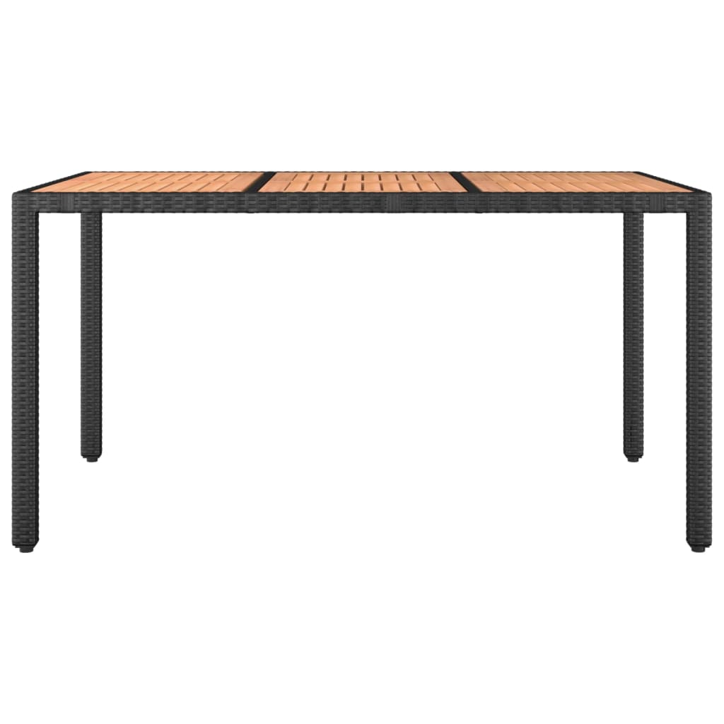 Tuintafel met houten blad poly ratten en acaciahout zwart