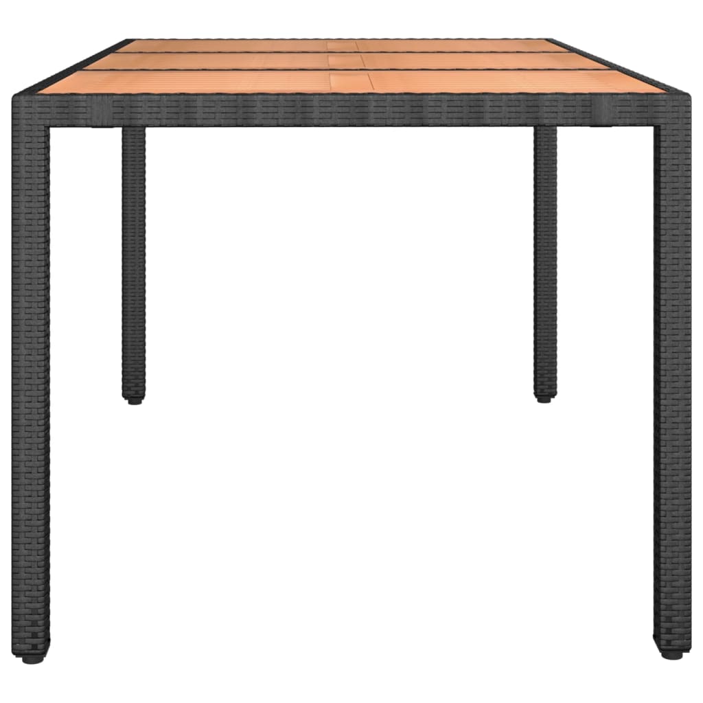 Tuintafel met houten blad poly ratten en acaciahout zwart